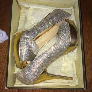 Enzo Angiolini sparkly peep toe pumps